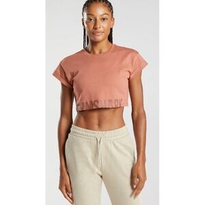 Gymshark Fraction Cropped Top Rusty Orange Logo Graphic Cotton Women's Size M